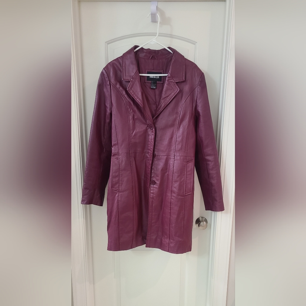 Burgundy Leather Coat